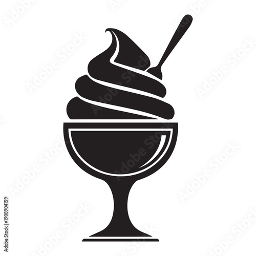 Sweet Soft Serve Ice Cream Sundae Dessert with Spoon Icon