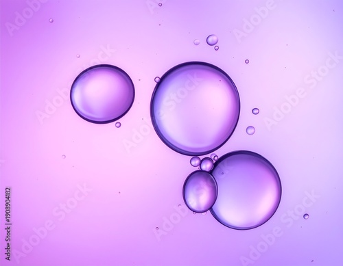 Translucent purple spheres float on a gradient pink background