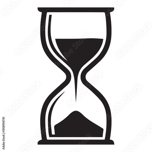 Classic Black Hourglass Icon Indicating Time Passing and Deadline
