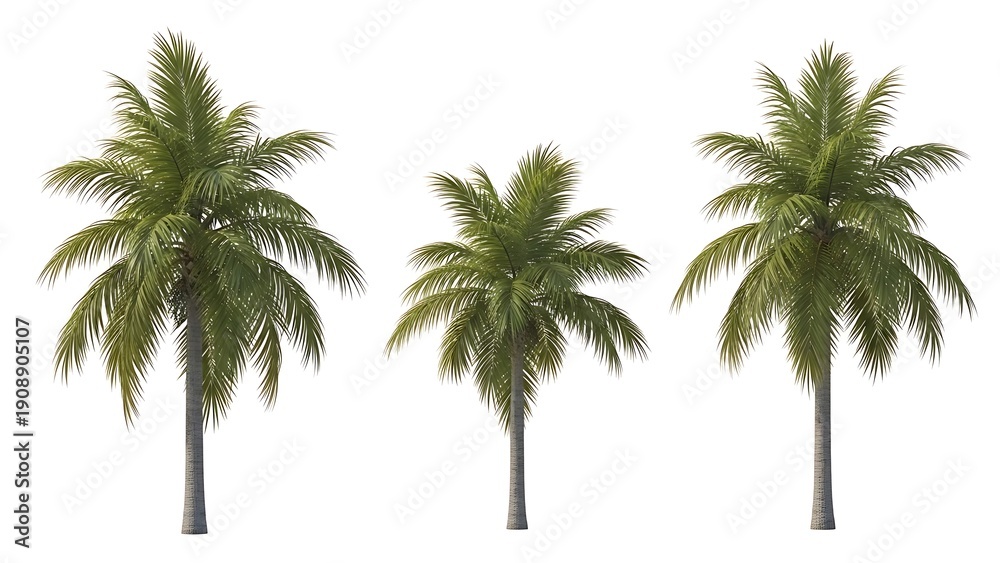 Obraz premium Three palm trees standing tall