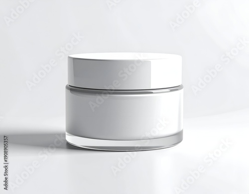 Wallpaper Mural A clear jar with a white lid and label, set on a white surface, with soft lighting Torontodigital.ca