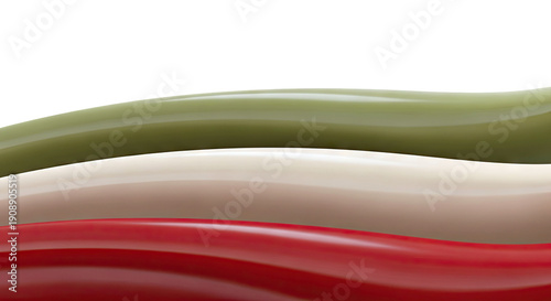 Abstract Wavy Stripes of Green, Beige, and Red