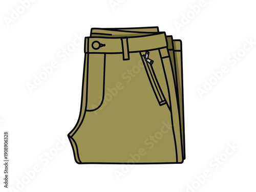 Folded Khaki Pants With Pocket Detail.