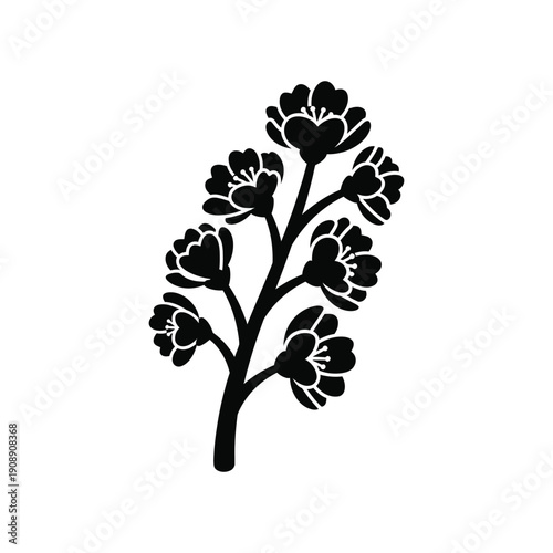 Simple black silhouette of a flowering plant