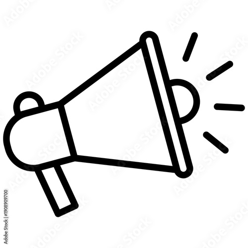 A minimalist line icon representing viral marketing through a megaphone broadcasting sound waves