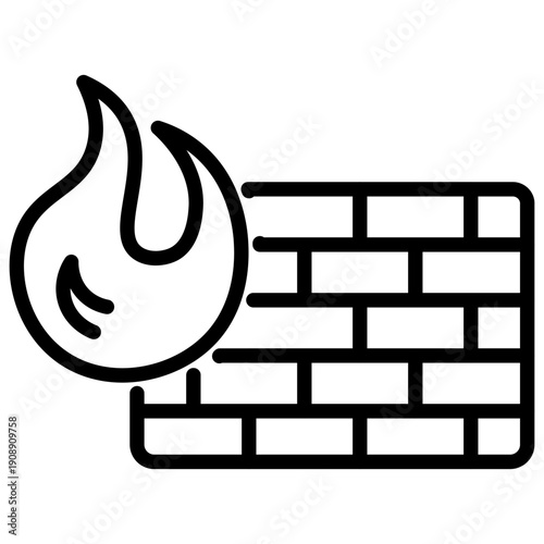 Dark placeholder icon representing a network firewall security system