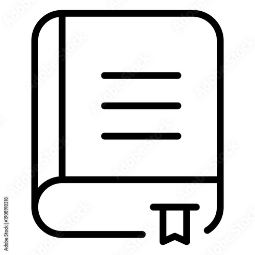 Minimalist line icon of a book with a bookmark representing knowledge and reading