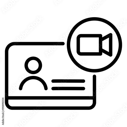 Icon of a profile screen with a video camera symbol for educational video tutorials