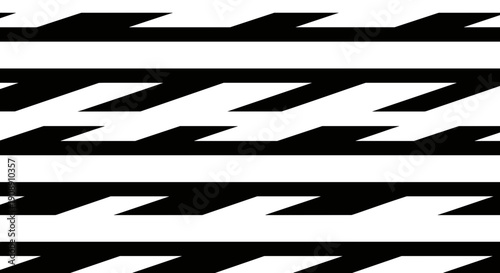 Abstract geometric pattern with sharp diagonal lines and interlocking shapes in a striking black and white contrast