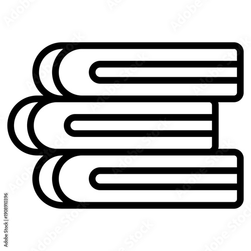 Clean line icon showing a stack of three books representing study materials and literature