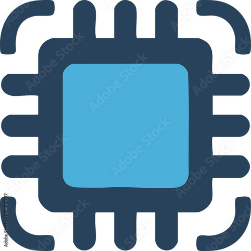 Microchip Icon – CPU Processor, Semiconductor and Digital Technology Symbol