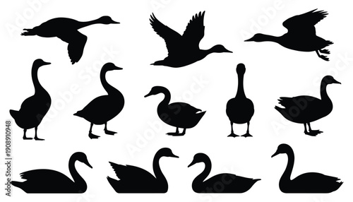 silhouettes collection, cityscape skyline with towers and residential buildings, urban development and business district symbols, minimal black shadow style, professional vector design.