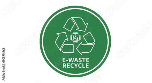 E-Waste Recycling Symbol on Green Background
