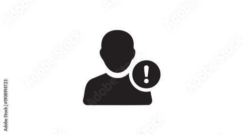 Black User Profile with Exclamation Mark Icon Vector