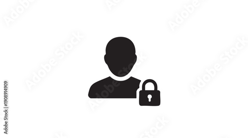 Black User Profile with Padlock Security Icon Vector