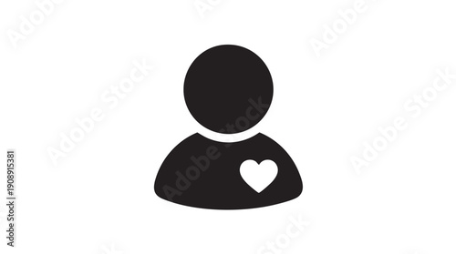 Black User Profile with Heart Icon Vector