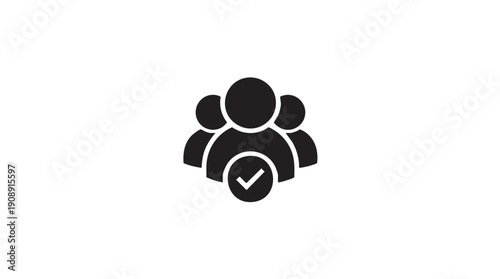 Black User Group with Checkmark Icon Vector
