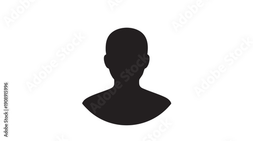 Black Silhouette of a Person's Head and Shoulders on White Background
