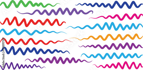 Vibrant wavy lines pattern in diverse colors and dynamic movement