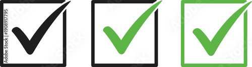 Three checkboxes with checkmarks on a simple layout viewed from directly above