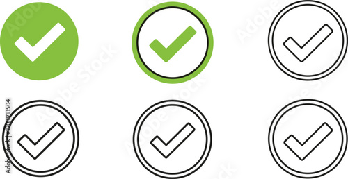 Checkmarks and validation icons in a grid pattern