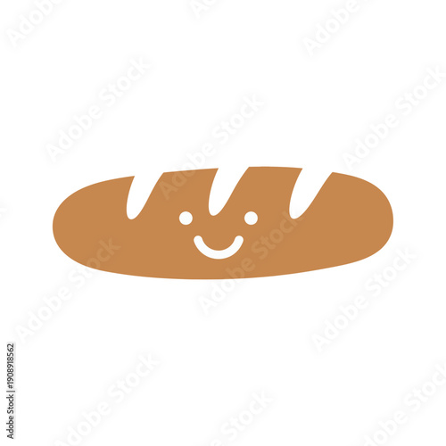 Smiling Cartoon Bread Loaf Character Illustration.