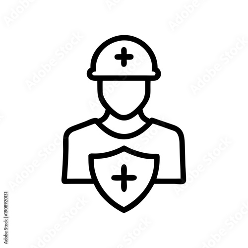 Peacekeeper and Medic Soldier with Red Cross Symbol, Unity of Security and Care, Flat Vector