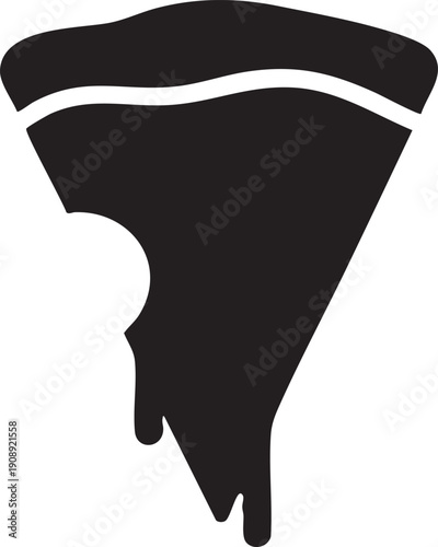 Slice of pizza icon with dripping cheese, representing fast food and cravings