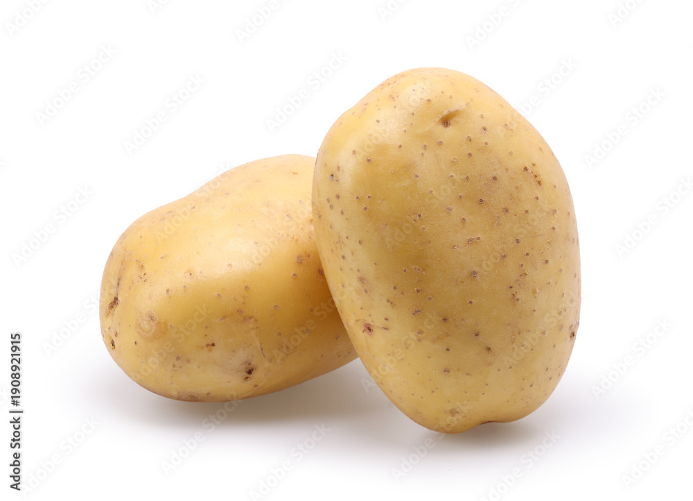 pile of young potatoes isolated on a white background, clipping path