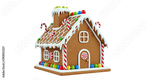 Decorated Gingerbread House with Candy Accents