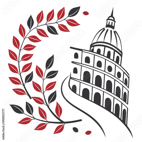 Icon of a building with a laurel wreath Vector