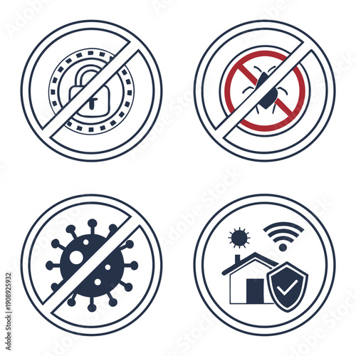Icons indicating what not to do during a pandemic Vector