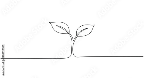 Sprout, plant, growth, new life, sustainable, minimalist line art