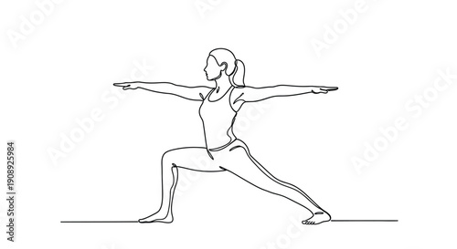 Woman practicing yoga warrior pose, a symbol of strength and balance