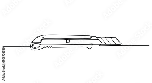 Continuous line drawing of a utility knife for cutting and crafting projects