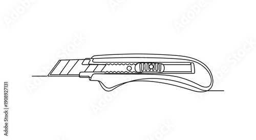 Continuous Line Art of a Retractable Utility Knife