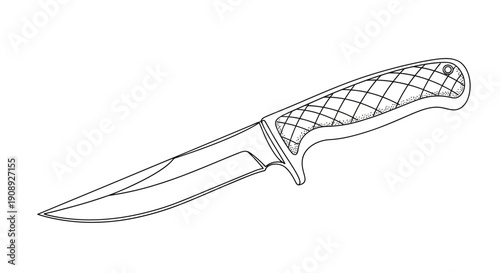 Minimalist Line Art of a Hunting Knife