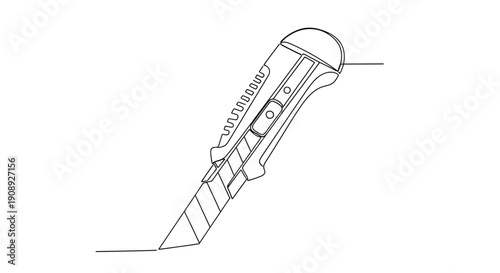 Single Line Drawing of a Serrated Utility Knife