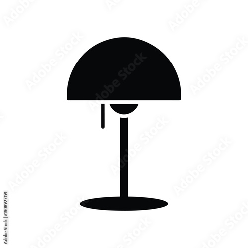 Simple Black Silhouette of a Classic Desk Lamp with a Rounded Shade