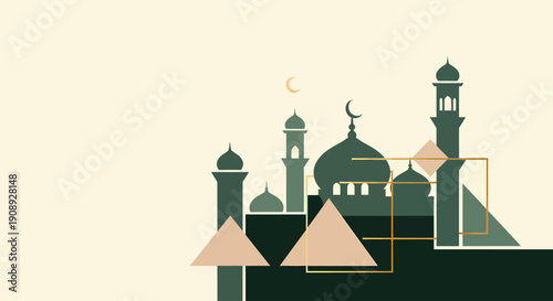 Modern Ramadan — Clean, Global, Commercial Lifestyle Geometric Mosque Art