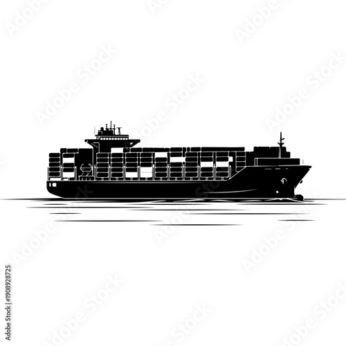 Modern Container Cargo Ship Vector Illustration