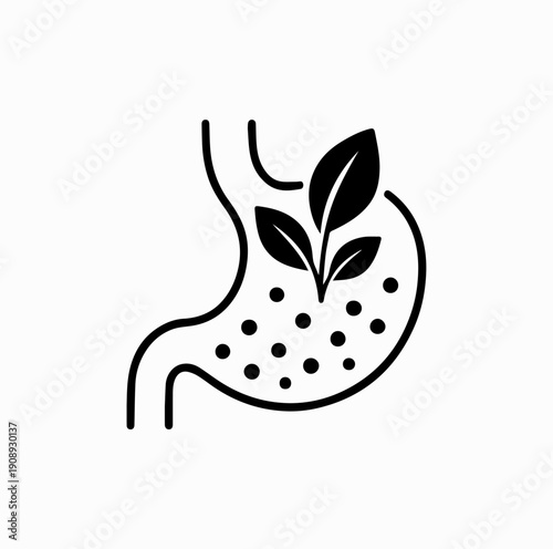 Gut Health and Nutrition Concept with Abstract Stomach and Microbiome Elements
