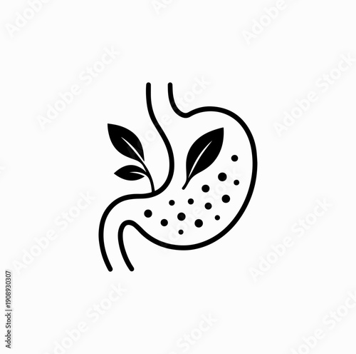 Gut Health and Nutrition Concept with Abstract Stomach and Microbiome Elements