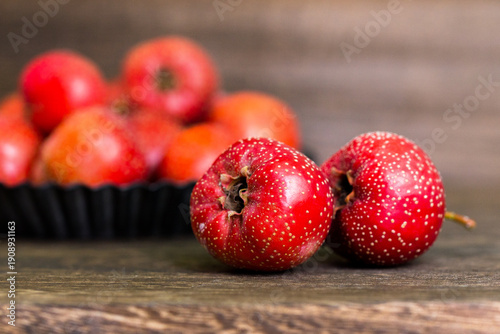Cuadro en lienzo Fresh Hawthorn Fruit Closeup Tart and Sweet