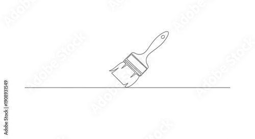 One line illustration of a flat paintbrush applying paint