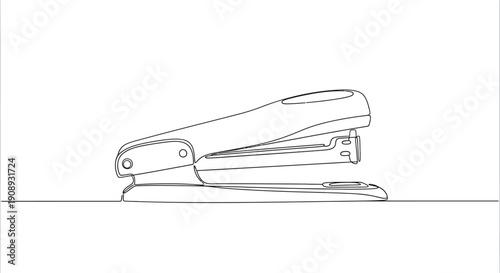 One line illustration of a stapler on a white background