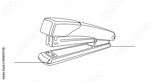 One line art illustration of a modern office stapler