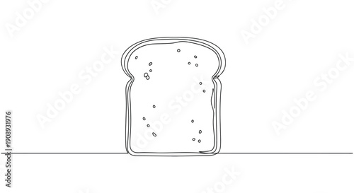 Single line illustration of a slice of bread