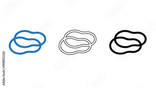 Rubber bands icon set in different colors and styles vector illustration