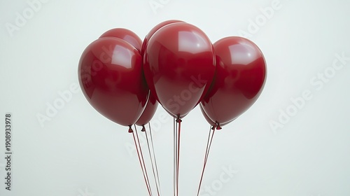 Bunch of glossy red balloons against a clean, light background. Perfect for birthday parties, celebrations, or event promotions.